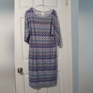 Kate Hill Chevron Midi Dress - Blue and Green